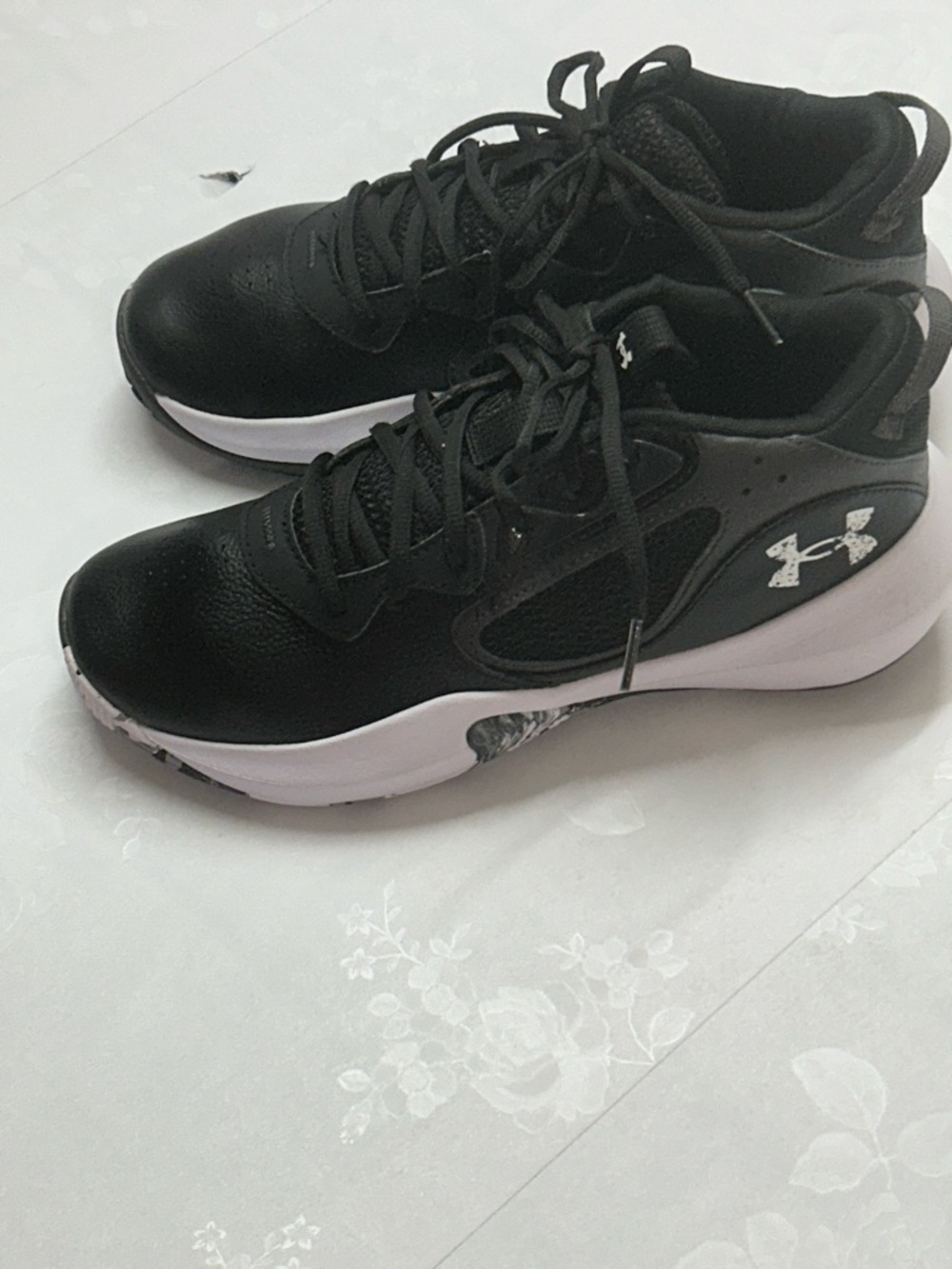 Under Armour Women's Black and White Athletic Sneakers with Patterned Outsole - Picture 4 of 7